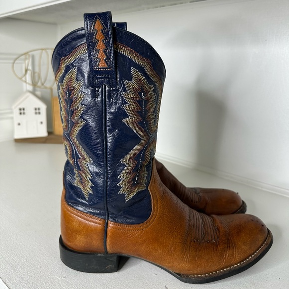 Ariat Two-Tone Western Cowboy Boots Women’s 8.5B – Brown & Navy Leather - Picture 4 of 8